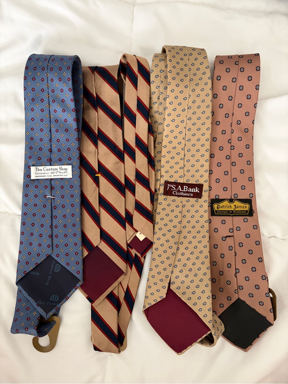 Multiples Men's Patterned Ties - Blue, Tan, Maroon, Pink